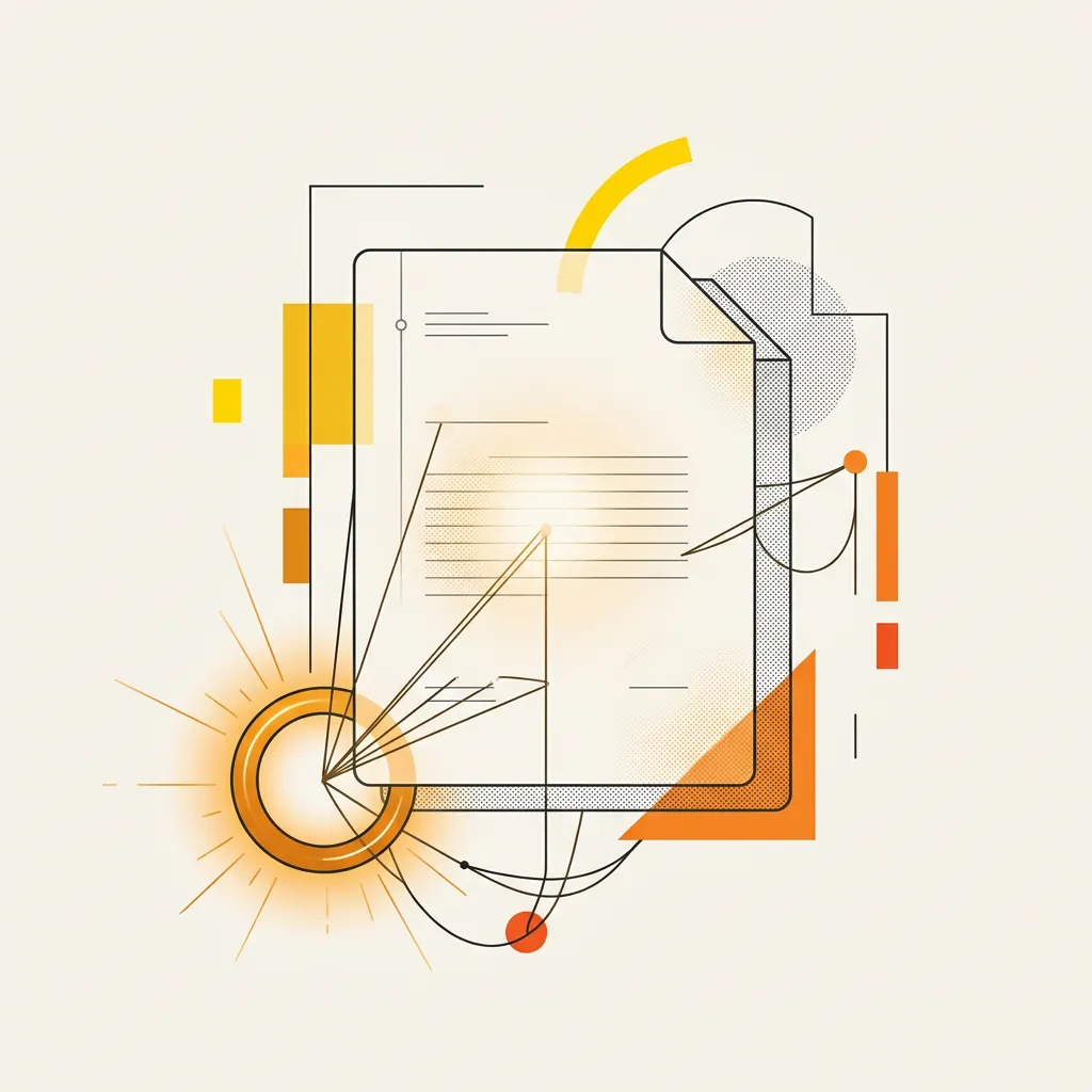 Editorial illustration of a page with source links radiating from a highlighted citation